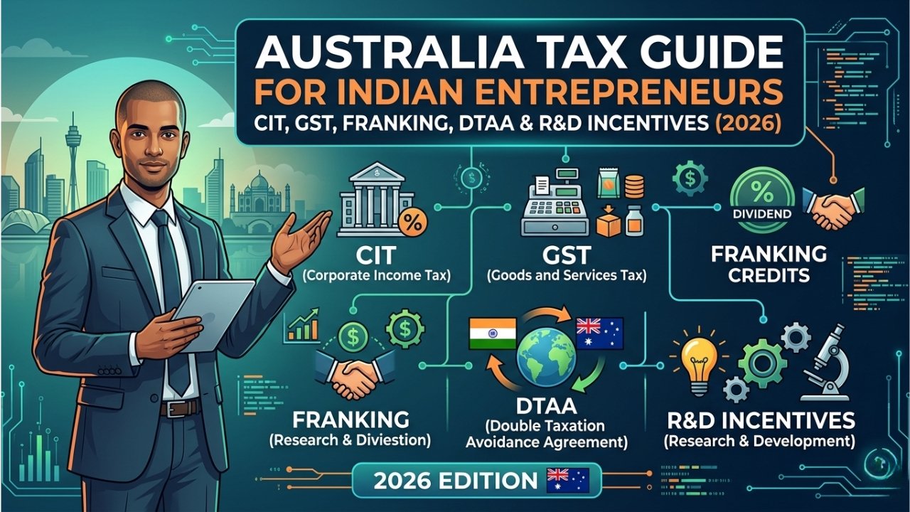 Australia Tax Guide for Indian Entrepreneurs — CIT, GST, Franking, DTAA & R&D Incentives (2026)