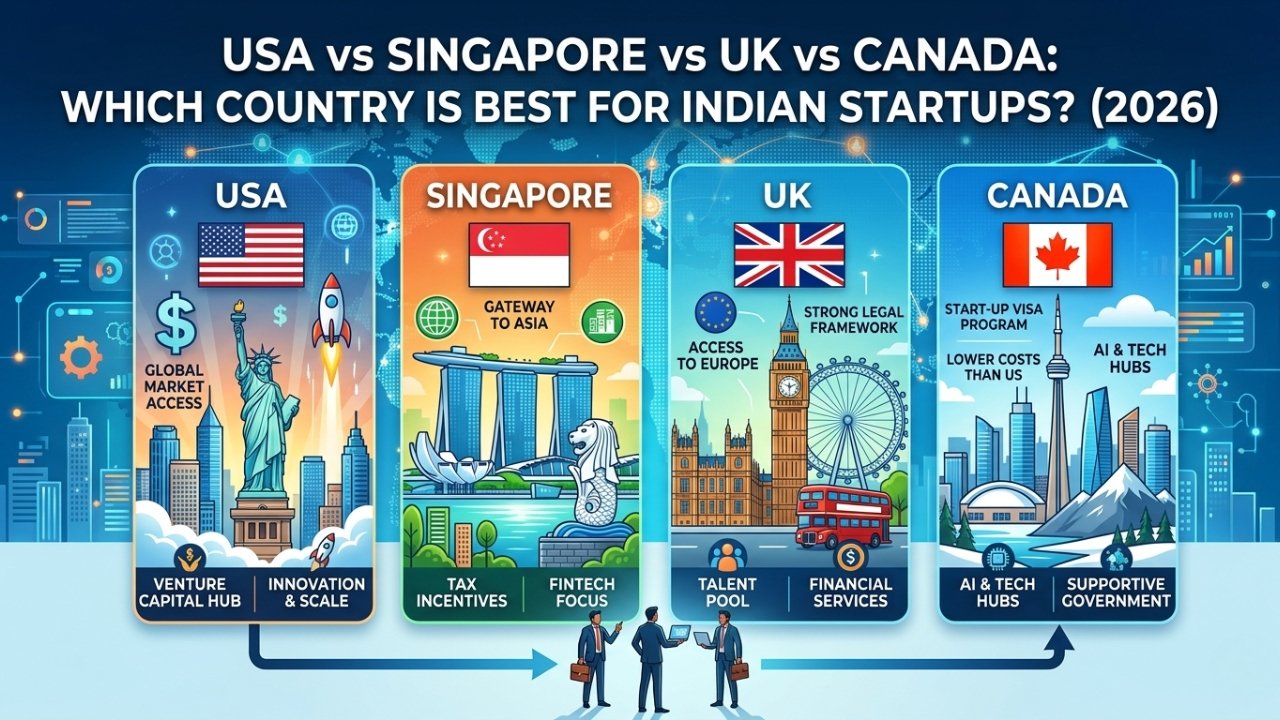 USA vs Singapore vs UK vs Canada Which Country is Best for Indian Startups? (2026)