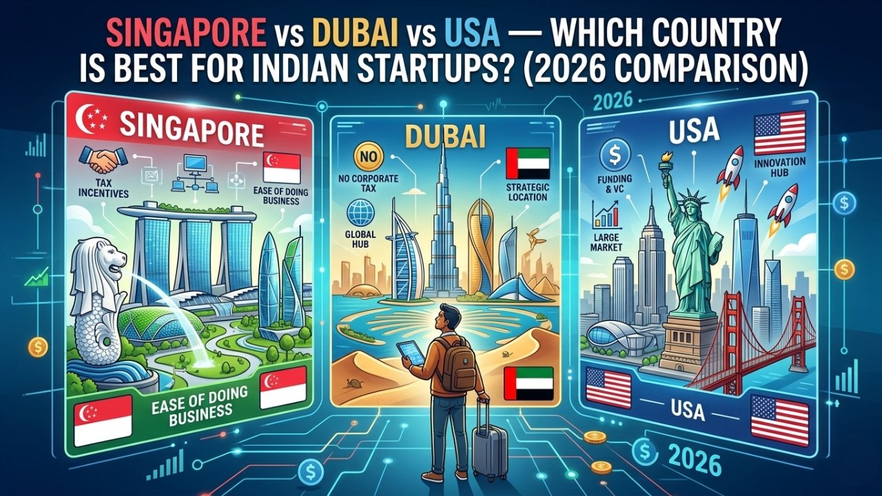 Singapore vs Dubai vs USA Which Country is Best for Indian Startups? (2026 Comparison)